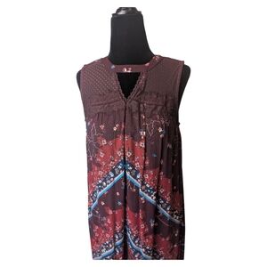 Floral Sleeveless Dress with Lace Detail